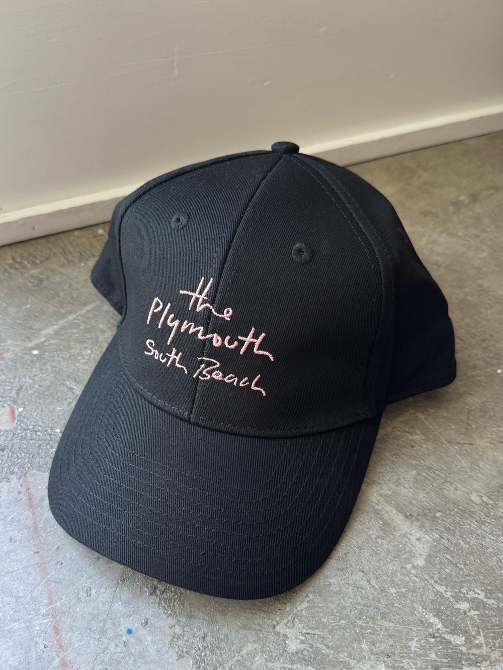 The Plymouth South Beach Embroidered Black Baseball Cap